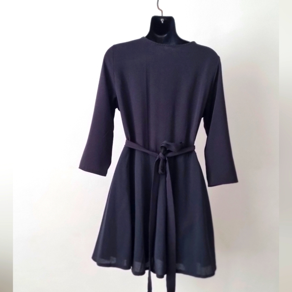 Black Wrap Mini Dress - Picture 6 of 7